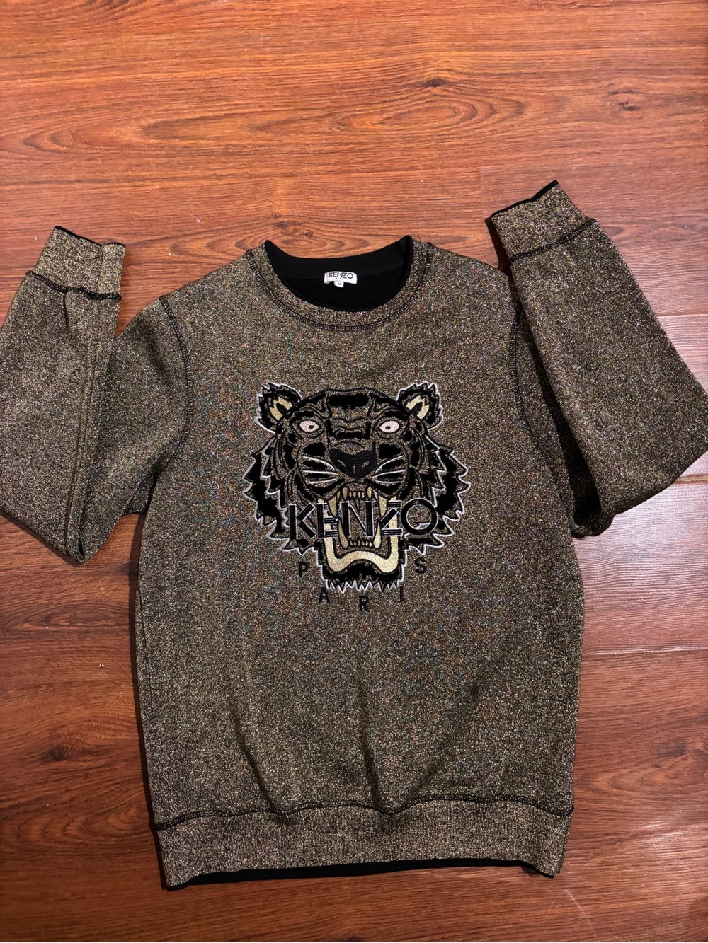 Kenzo Metallic Gold Tiger Logo Sweatshirt